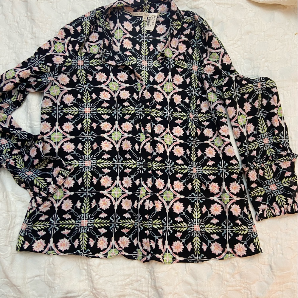 RACHEL Rachel Roy Black Floral Blouse